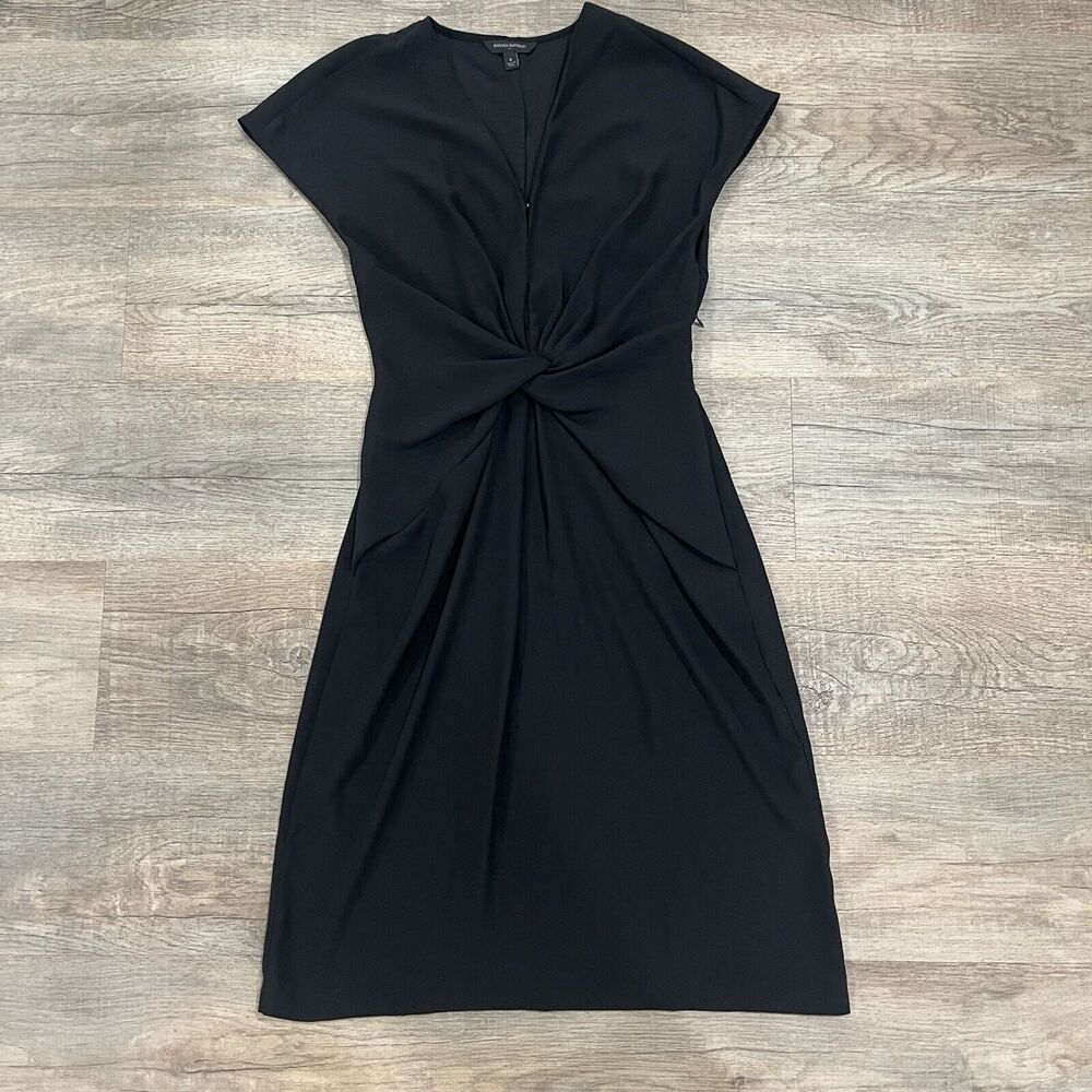 Banana Republic Women’s Black Front Twist V-Neck Sheath Dress Sz 6 - Picture 3 of 8
